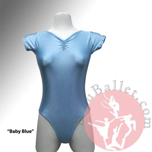 Leotard-L42-Short-Sleeve-Ruched-Baby-Blue-Front-Mannequin