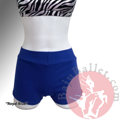 Dance-Shorts-Fold-Over-Side-Strip-Royal-Blue-Front-Mannequin
