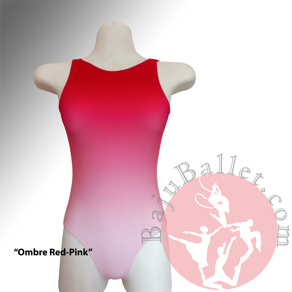 Leotard-L42-Print-Ombre-Red-Pink-Front-Mannequin